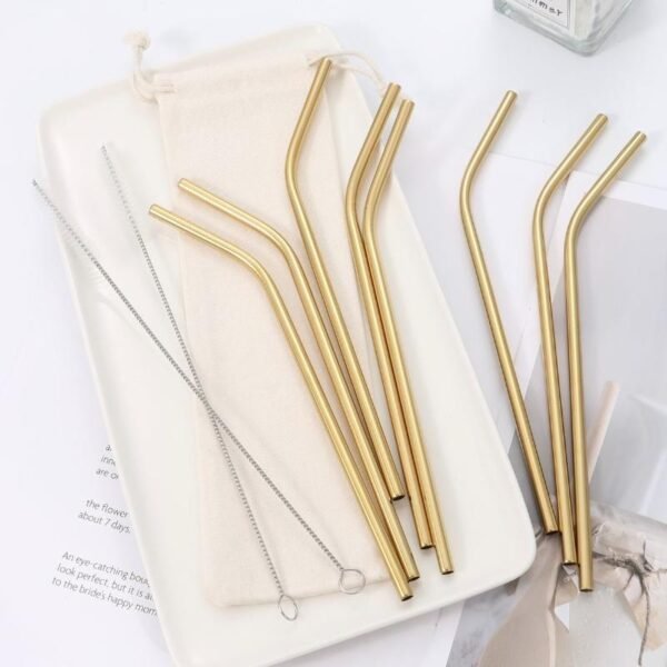 Set x4 sorbitos acero inoxidable dorados