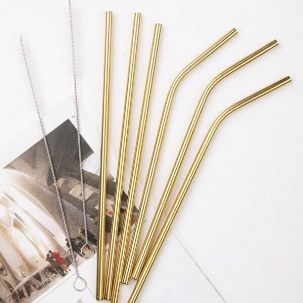 Set x4 sorbitos acero inoxidable dorados
