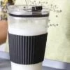 Vaso de vidrio con sorbito de vidrio 450ml