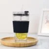 Vaso de vidrio con sorbito de vidrio 450ml