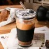 Vaso de vidrio con sorbito de vidrio 450ml