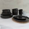 Juego de Vajilla de cerámica Venecia Negra 16 Piezas