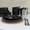 Juego de Vajilla de cerámica Venecia Negra 16 Piezas
