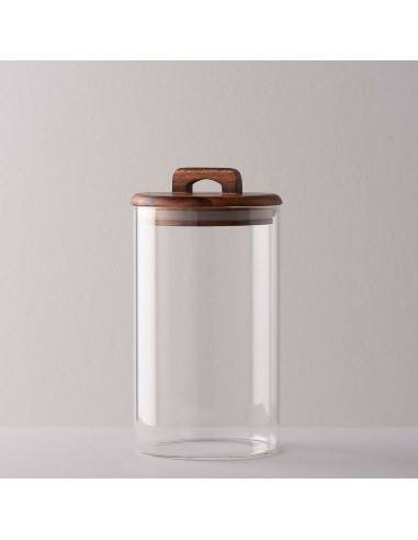Set x2 frascos de vidrio y madera