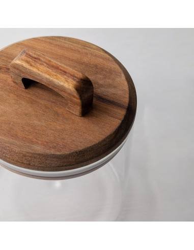 Set x2 frascos de vidrio y madera