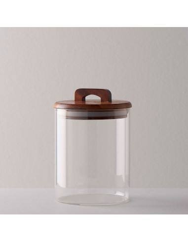 Set x2 frascos de vidrio y madera