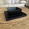 Vajilla ceramica cuadrada negra 3 Piezas