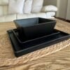 Vajilla ceramica cuadrada negra 3 Piezas