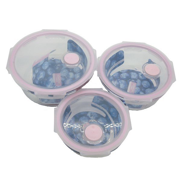 Set x3 tupper de vidrio redondo
