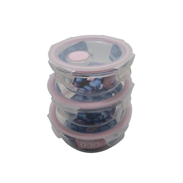 Set x3 tupper de vidrio redondo