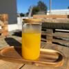 Vaso de vidrio tapa bambu