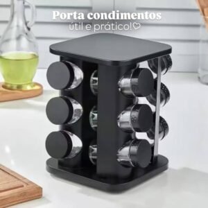 Especiero condimentero negro 12 piezas