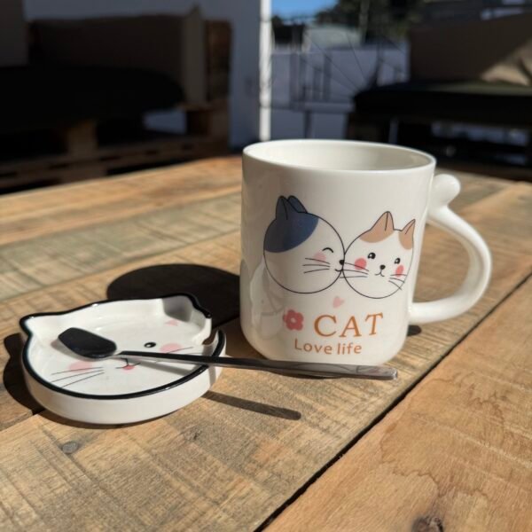 Taza gato con cuchara