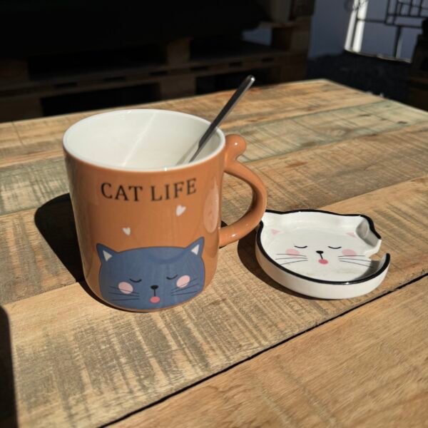 Taza gato con cuchara