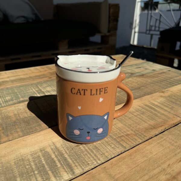 Taza gato con cuchara