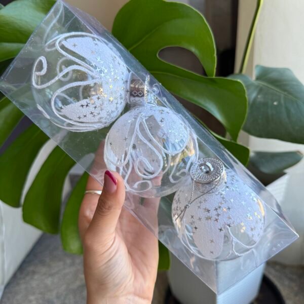 Set x3 bolas transparentes decoradas