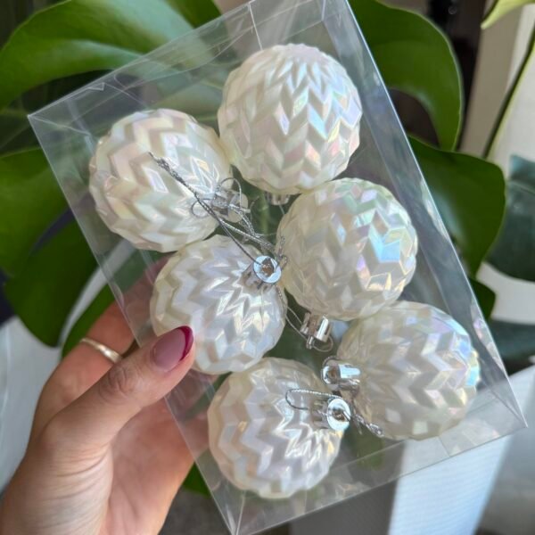 Set x6 bolas de navidad perladas