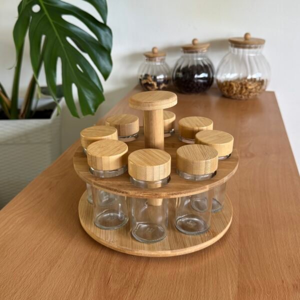 Set especiero bambú giratorio