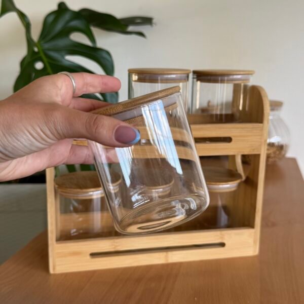 Set especiero bambú corazón