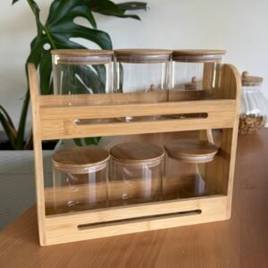 Set especiero bambú corazón