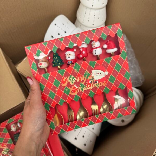 Set x6 mini cubiertos Navidad