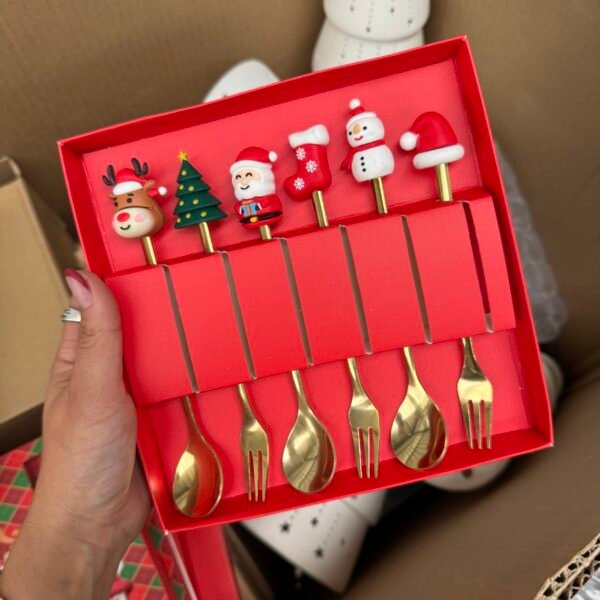 Set x6 mini cubiertos Navidad