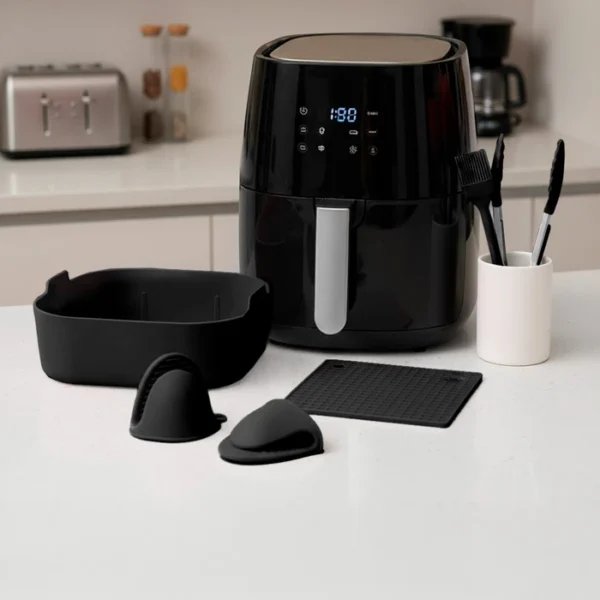 set-de-utensilios-6-pcs-cuadrado-croix-fb-negro-- Set de Utensilios de Silicona para Freidoras sin Aceite, 6 Piezas.