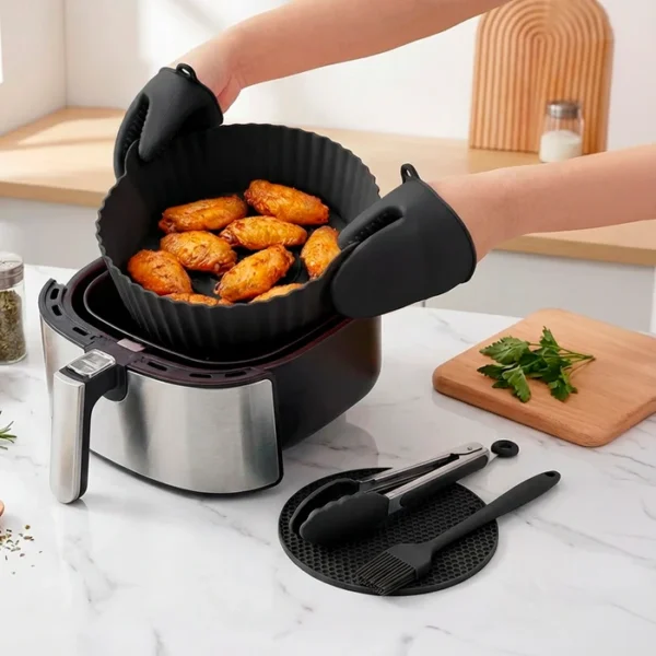 set-de-utensilios-6-pcs-redondo-croix-fb-negro- Set de Utensilios de Silicona para Freidoras sin Aceite, 6 Piezas.