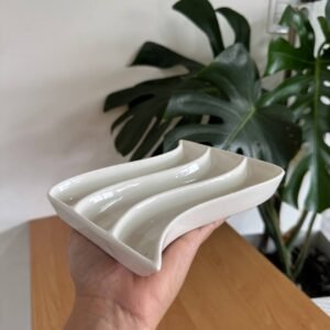 Copetinero de ceramica 3 divisiones ondulado