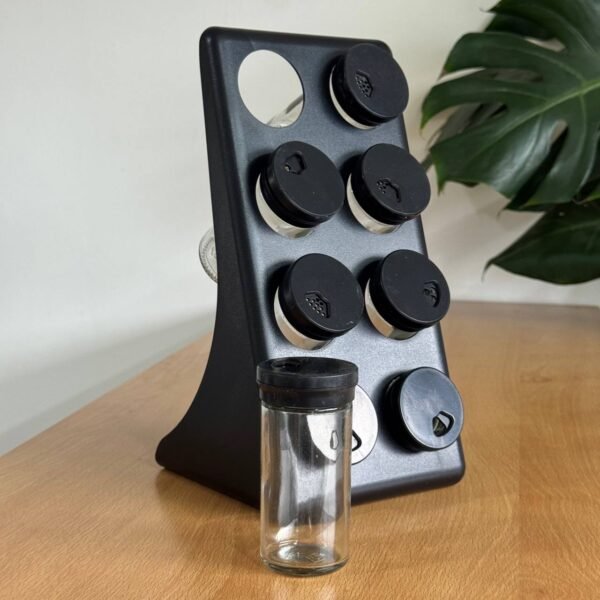 Condimentero x8 con soporte Negro