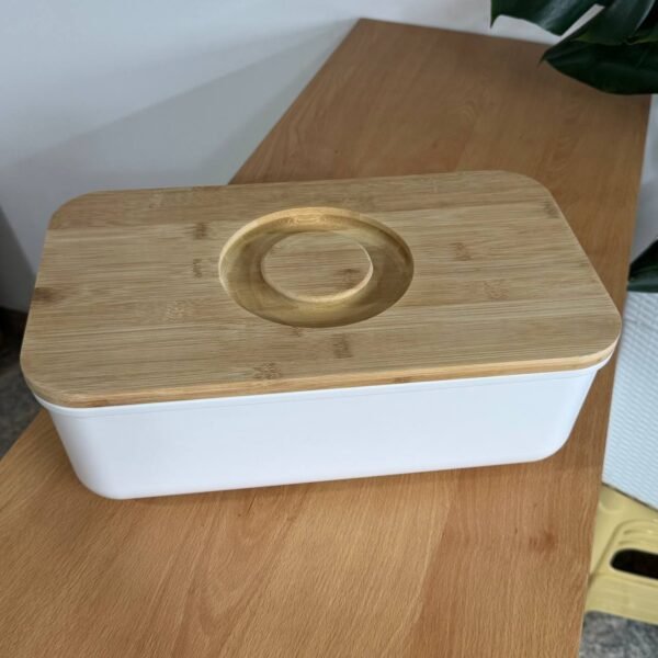 Panera de Plastico tapa de Bambu
