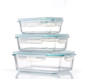 Set x3 recipientes de vidrio rectangulares