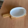 Copetinero tabla de bambú con fuente de ceramica