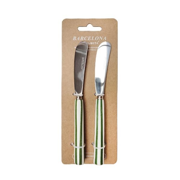 Set x2 espátulas mantequilla mango rayas verde