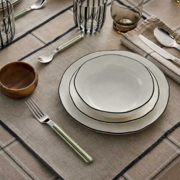 Set de 24 cubiertos mango rayado verde