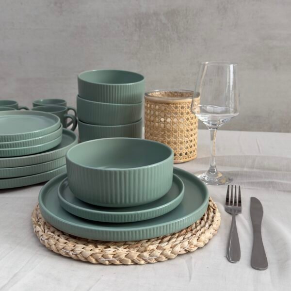 Juego de vajilla de ceramica venecia verde 16 piezas