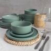 Juego de vajilla de ceramica venecia verde 16 piezas