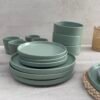 Juego de vajilla de ceramica venecia verde 16 piezas