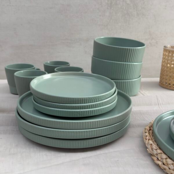Juego de vajilla de ceramica venecia verde 16 piezas