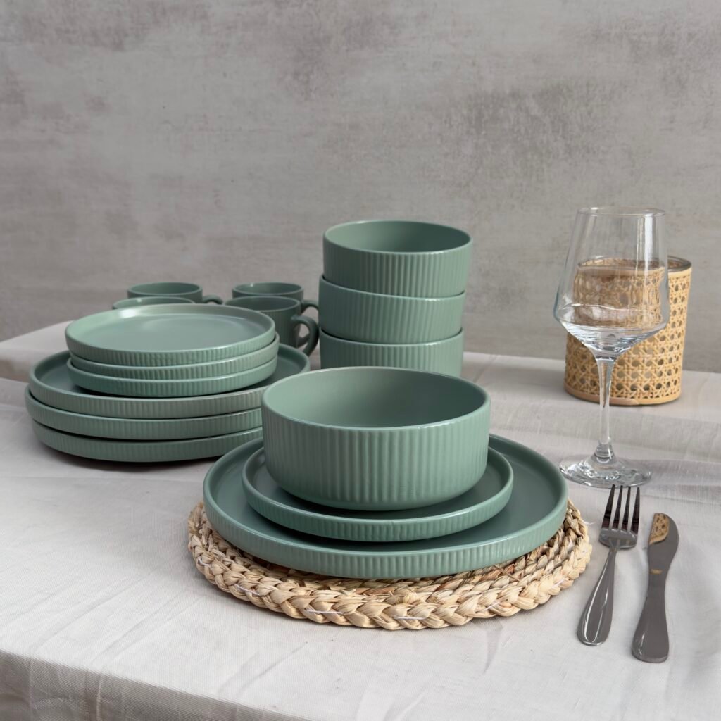 Juego de vajilla de ceramica venecia verde 16 piezas