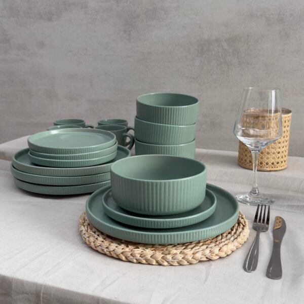 Juego de vajilla de ceramica venecia verde 16 piezas