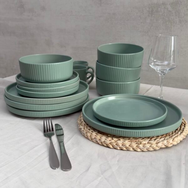 Juego de vajilla de ceramica venecia verde 16 piezas