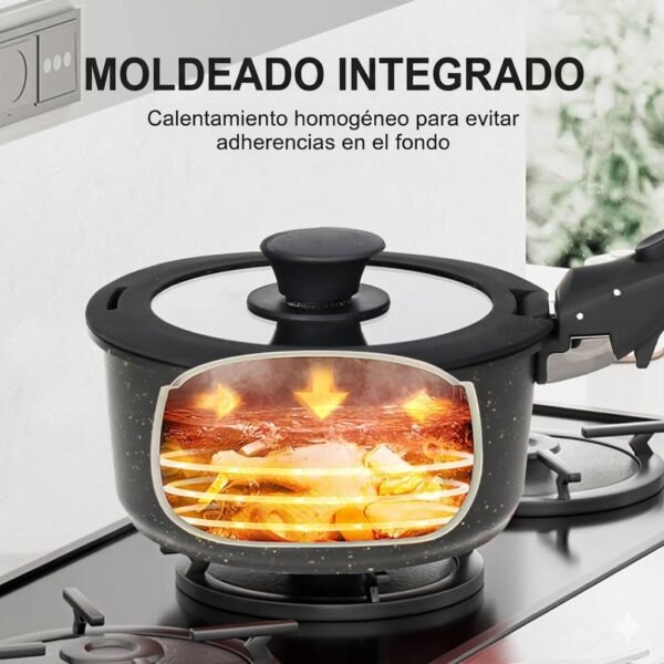 Juego de Ollas y Sartenes Donnor 17 Piezas Mango Desmontable Negro